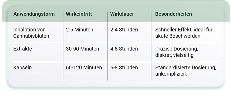 Vergleich der Anwendungsformen